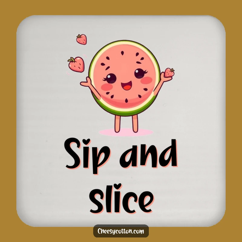 Funny Watermelon Juggling Coasters - Protect Surfaces with Fruit Flair