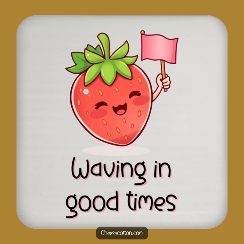 Funny Strawberry Flag Coaster: Cute Character Protection for Happy Surfaces