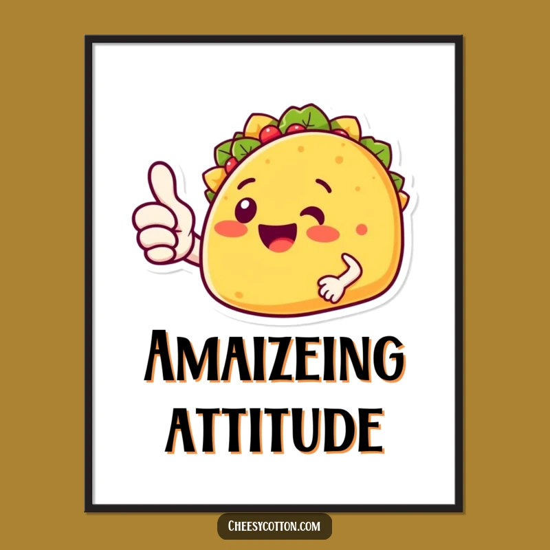 Funny Taco Thumbs Up Poster: Vibrant Fiesta Art for a Cheerful Wall