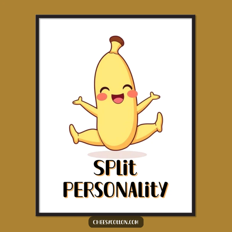 Funny Banana Split Poster - Playful Fruit Art for Your Walls