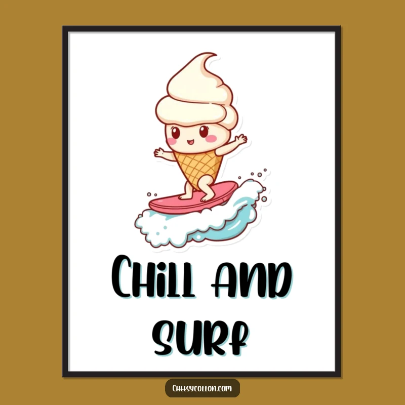 Funny Ice Cream Cone Candy Wave Poster: Decorate Your Space with This Hilarious Sweet Art