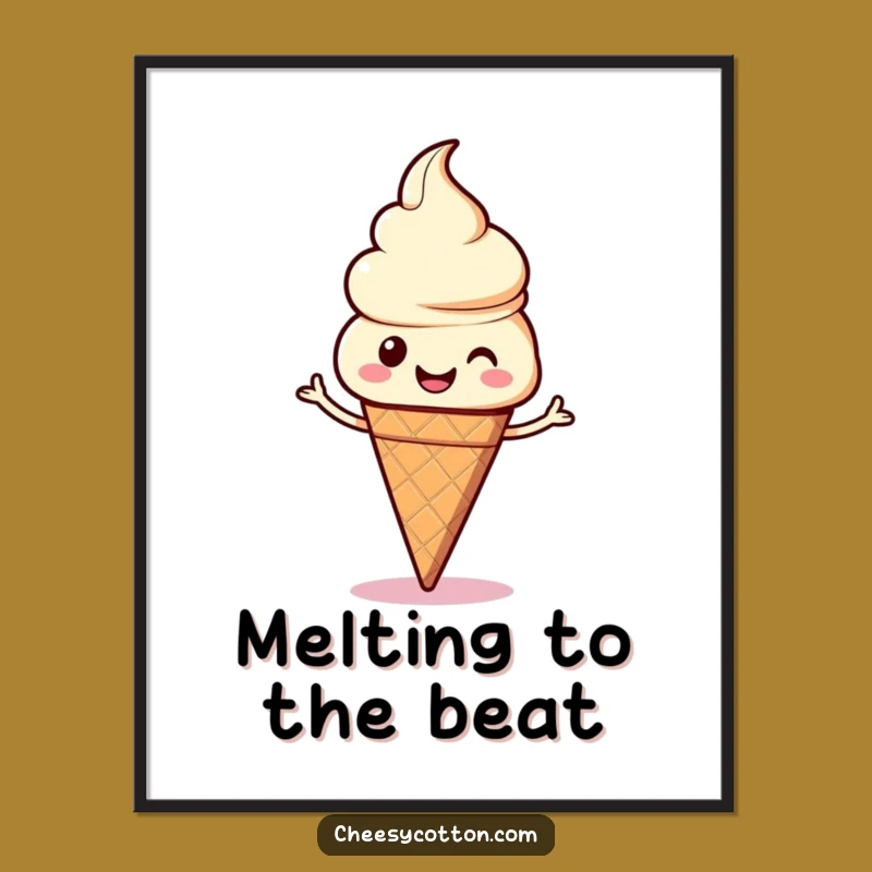 Funny Kawaii Ice Cream Dance Poster Add Sweetness To Your Walls