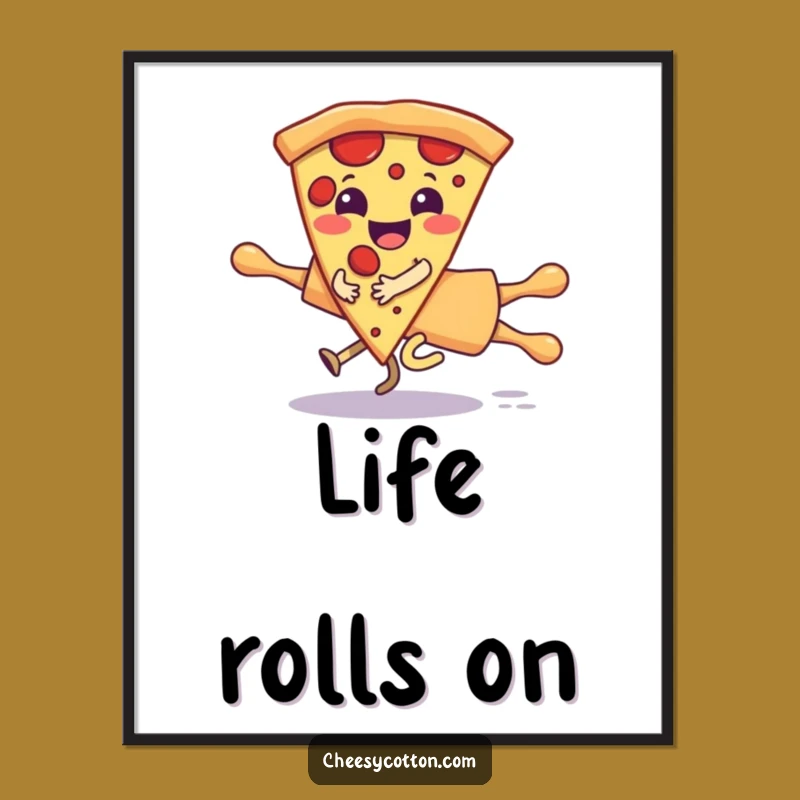 Funny Pizza Rolling Pin Poster: Hilarious Character Art for Kitchen Decor