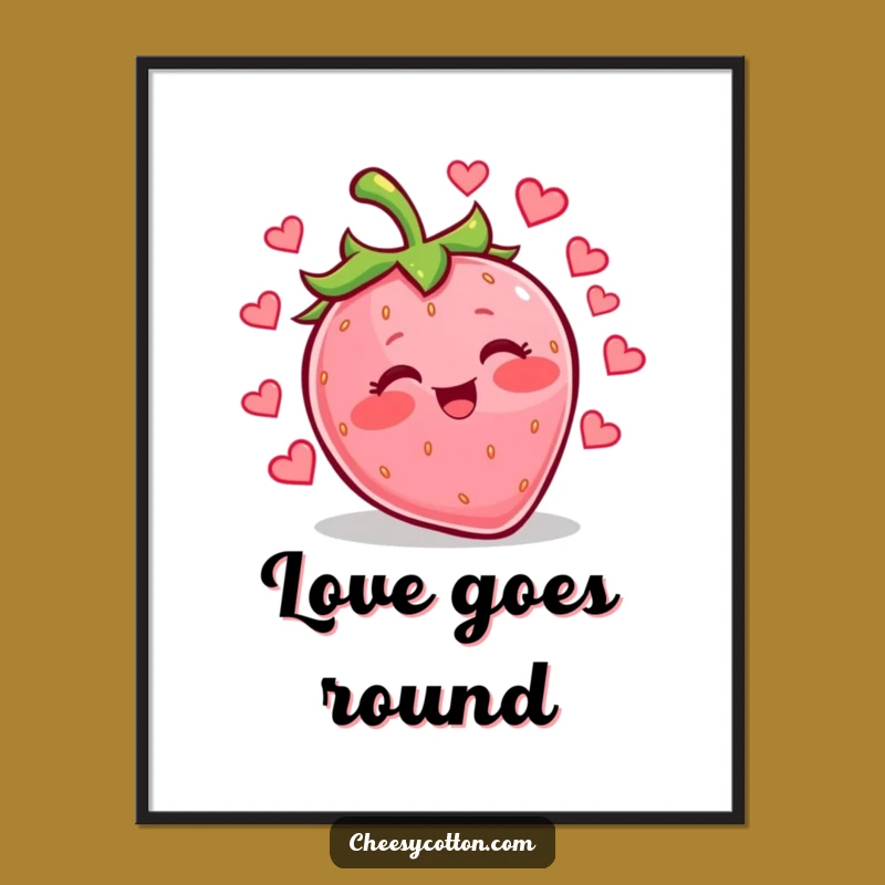 Funny Kawaii Strawberry Heart Poster Decorate With Love And Laughter