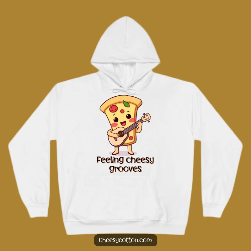 Funny Pizza Ukulele Hoodie: Cozy & Cute Musical Food Character Sweatshirt