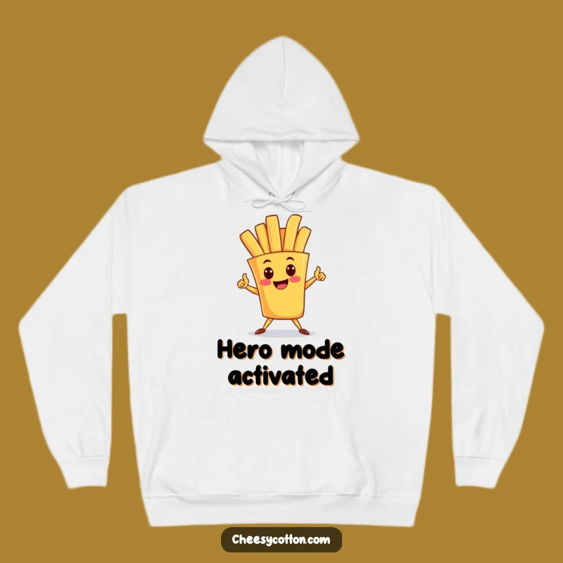 Funny French Fry Superhero Hoodie: Warm & Heroic Character Apparel for Cozy Days
