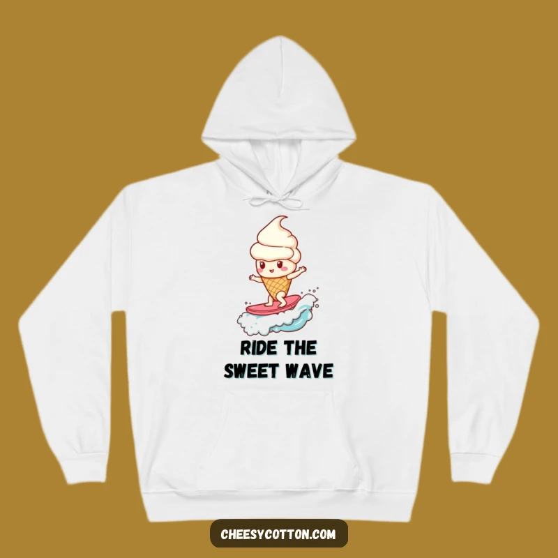 Funny Ice Cream Cone Candy Wave Hoodie: Stay Cozy with This Hilarious Surfing Sweetness Apparel