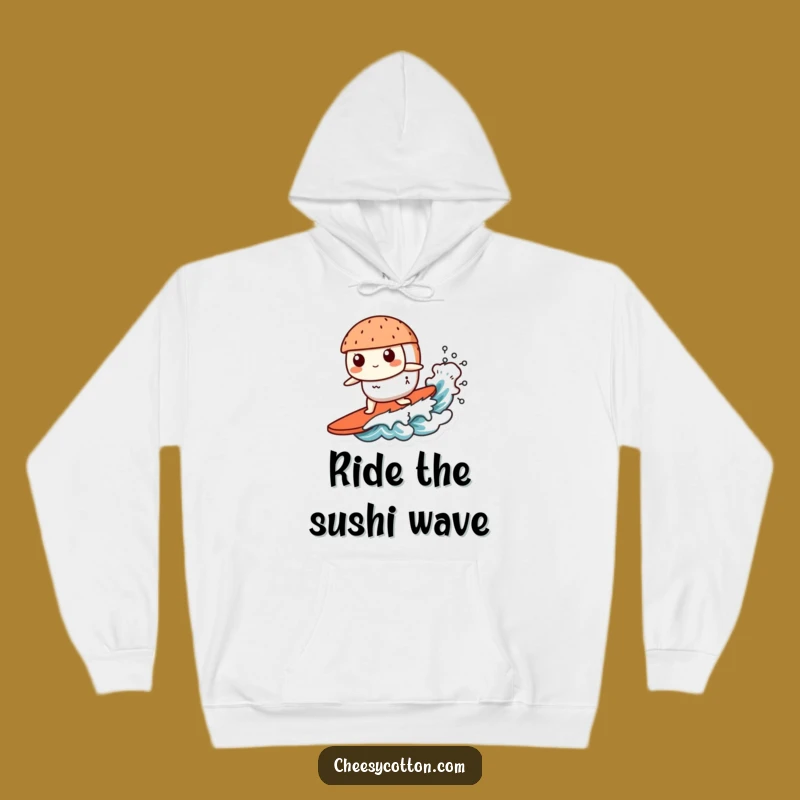 Funny Kawaii Sushi Hoodie: Cozy Waves, Ultimate Funny Gift For Sushi & Surf Fans