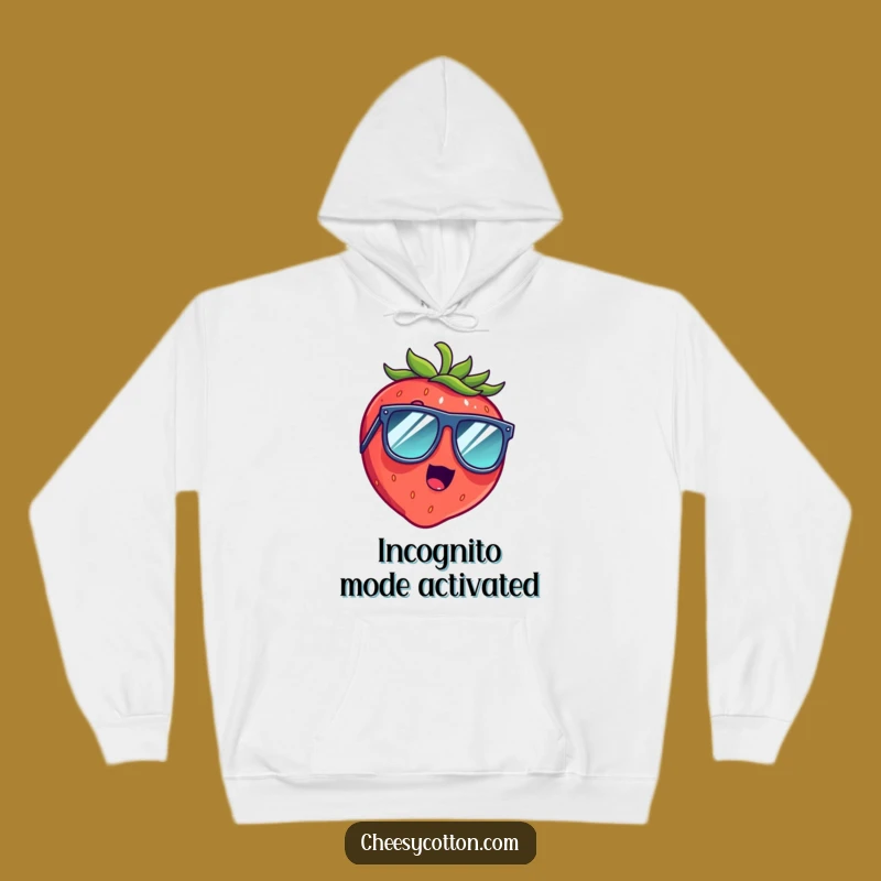 Funny Strawberry Hoodie: Comfy Giggle Face, Oversized Sunglasses, Warm Gift