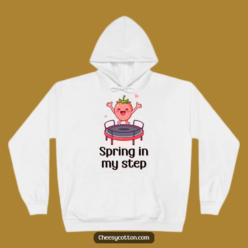 Funny Strawberry Trampoline Hoodie: Cozy & Comical Character for a Warm Laugh