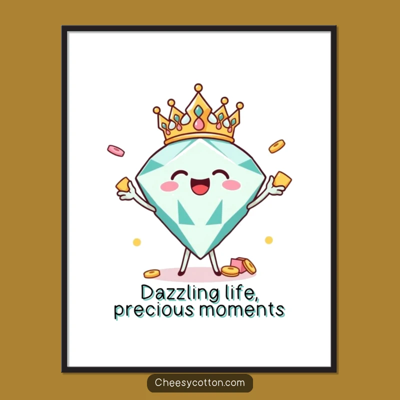Free Printable Funny Wall Art: Diamond Crown Snacks Art Downloadable Gift