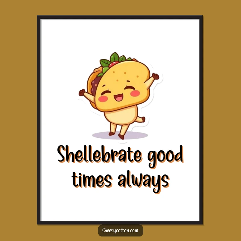Free Printable Funny Taco Wall Art: Kawaii Cartwheel Acrobat Downloadable Decor