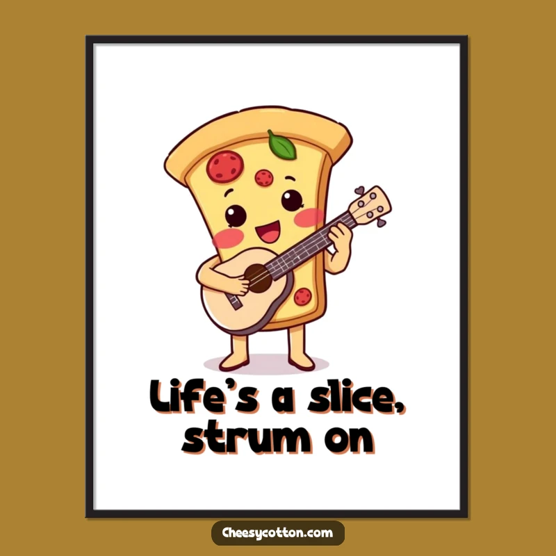 Free Printable Pizza Ukulele Wall Art: Funny Foodie Downloadable Art for Your Home