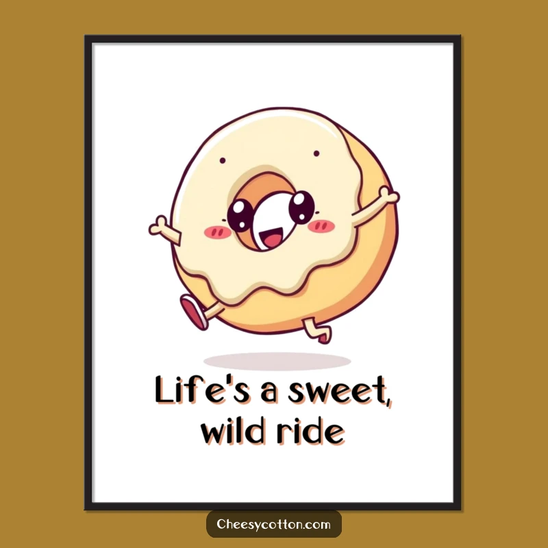 Free Printable Wall Art: Funny Doughnut Cartwheel, Quirky Downloadable Decor for a Playful Space