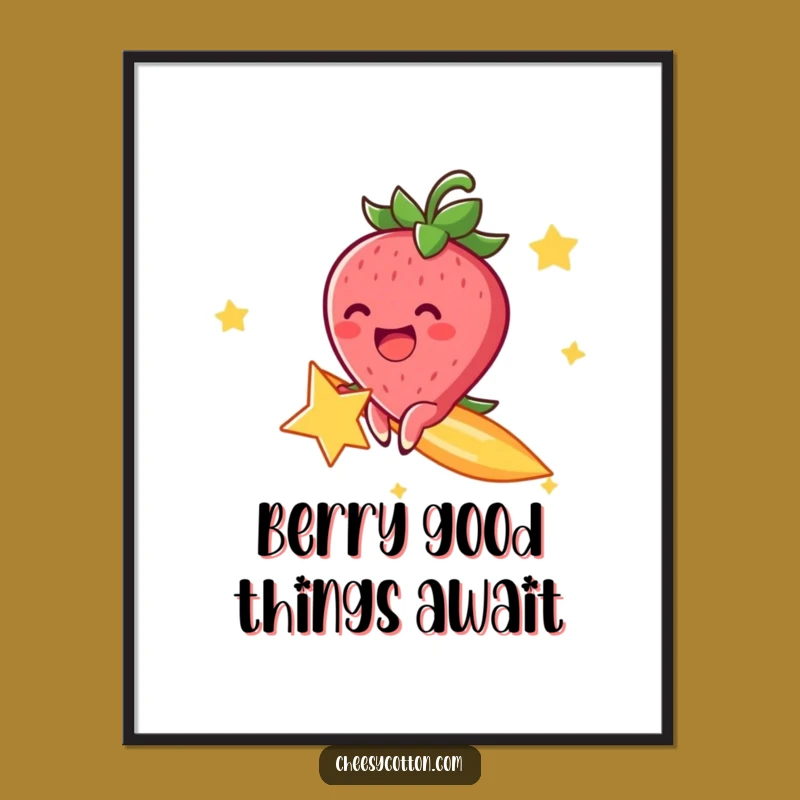Free Printable Wall Art: Funny Strawberry Star Rider Downloadable Gift Decor