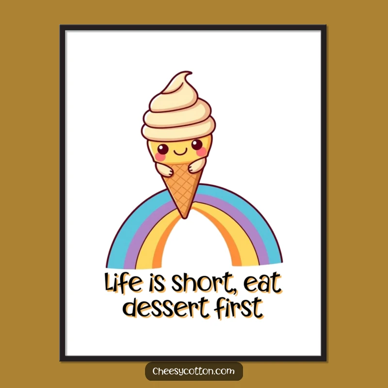 Free Printable Wall Art: Ice Cream Rainbow Slide Downloadable Decor