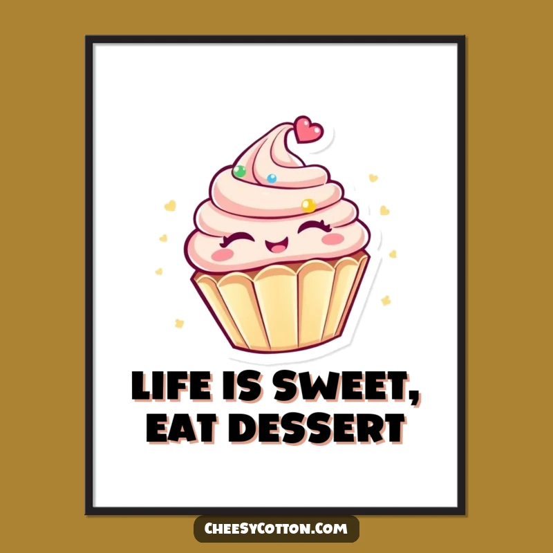 Free Printable Wall Art: Kawaii Cupcake Spinning Happiness Downloadable Decor