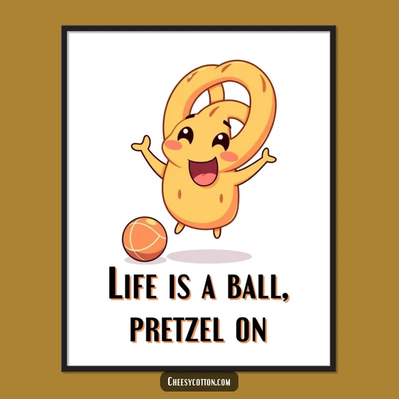 Funny Free Printable Wall Art: Pretzel Character Bouncing Ball Art