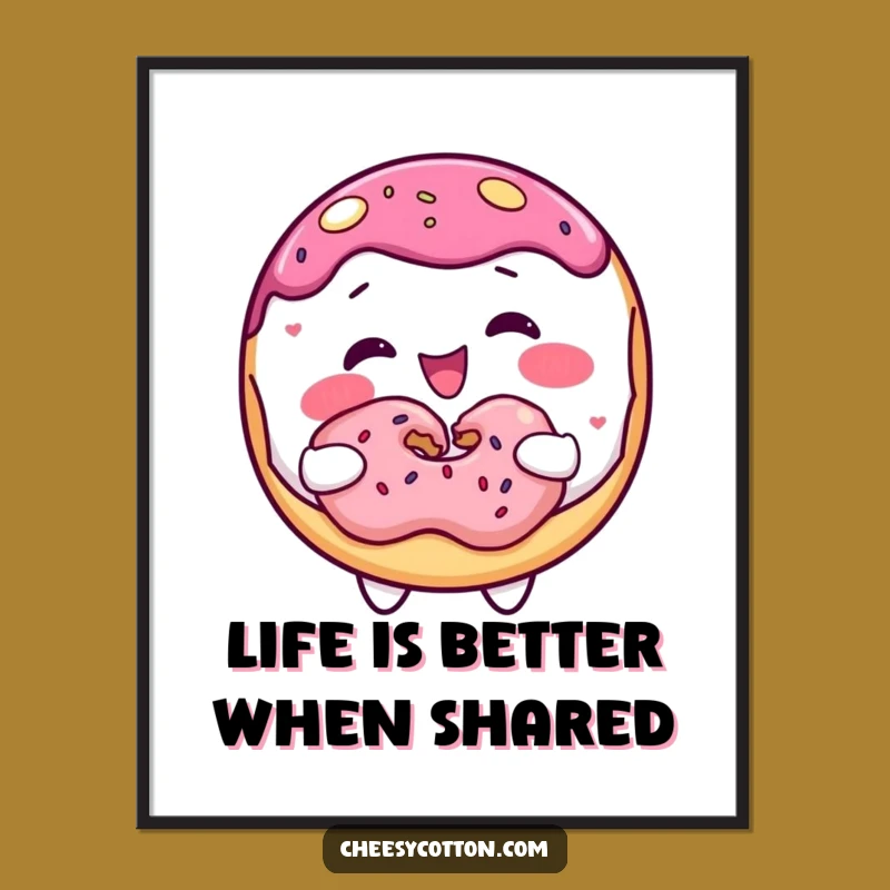 Funny Free Printable Wall Art: Sharing Donut! Quirky Downloadable Decor