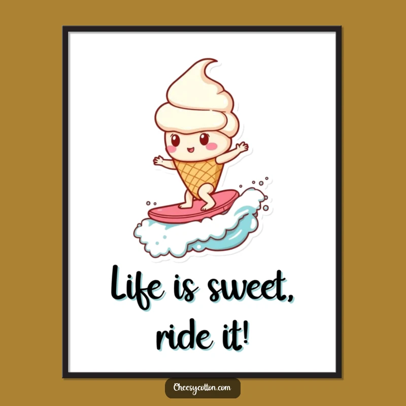 Free Printable Funny Wall Art: Ice Cream Candy Wave Art Downloadable Gift