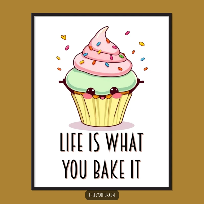 Funny Free Printable Wall Art: Juggling Cupcake, Sprinkles, Downloadable Sweet Decor