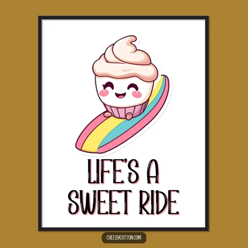 Free Printable Wall Art: Funny Cupcake Sliding Downloadable Gift Decor