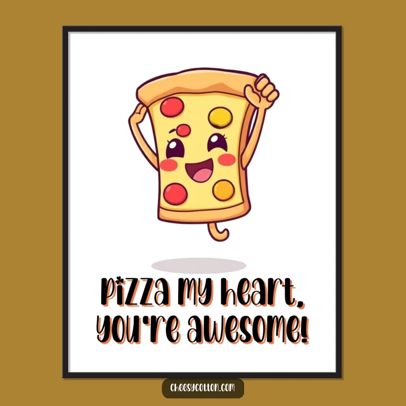 Free Printable Pizza Wall Art: Funny High Five Slice Downloadable Decor