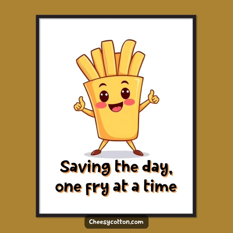 Free Printable French Fry Wall Art: Funny Heroic Spud Downloadable Decor