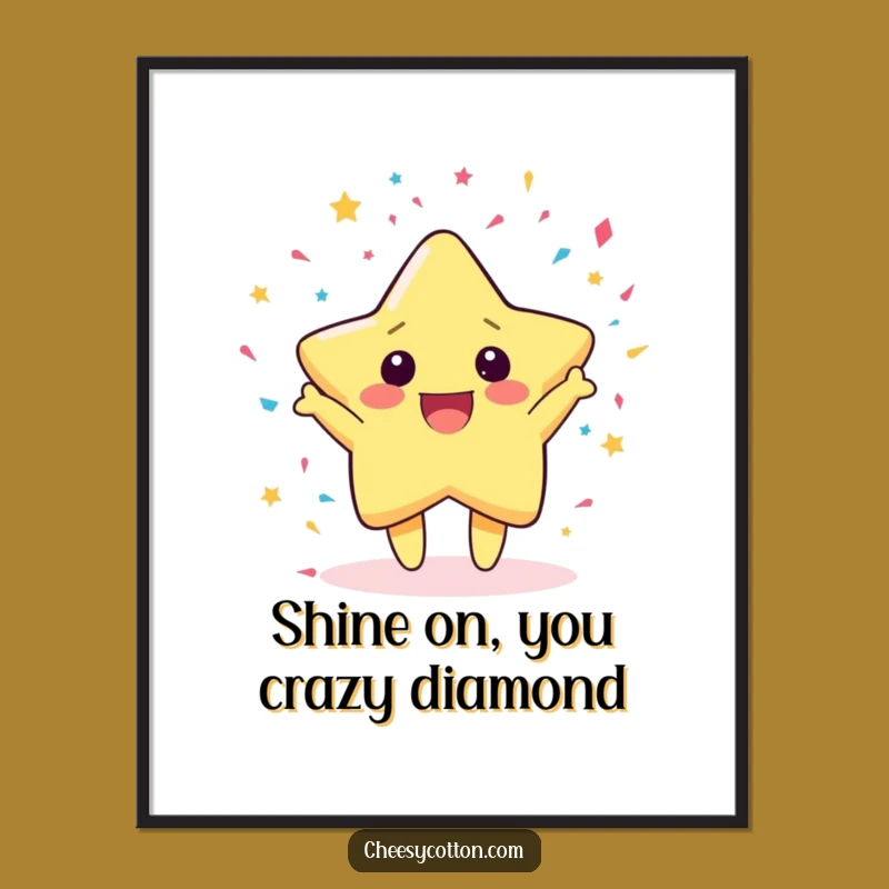 Free Printable Kawaii Star Wall Art: Gleeful Confetti Maker Downloadable Decor