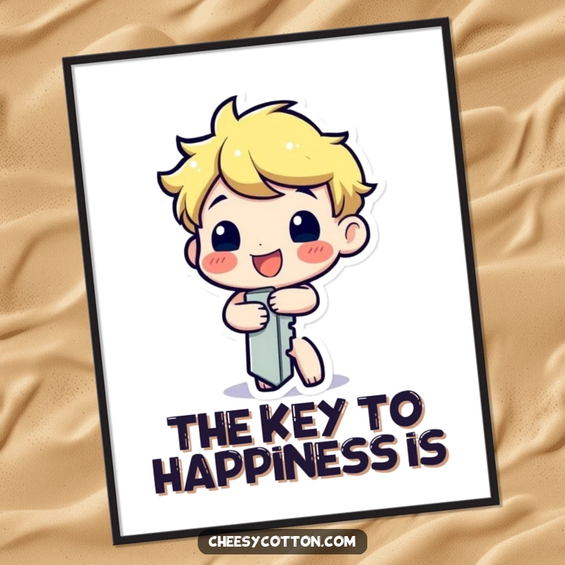 Funny Free Printable Key Wall Art featuring a happy character cheerfully turning itself, adding quirky decor.