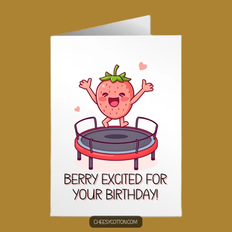 Funny Free Printable Birthday Card: Jumping Strawberry! Perfect DIY Downloadable Gift
