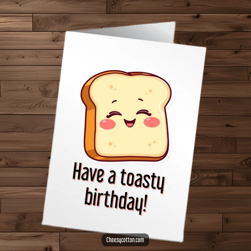 Funny Free Printable Birthday Card featuring a smiling piece of toast giving a wink, perfect for a playful and humorous birthday message.