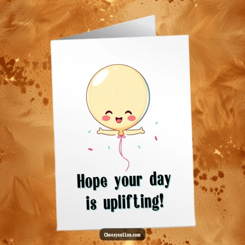 Funny Free Printable Birthday Card: Playful balloon character bounces with streamers, a festive downloadable gift.