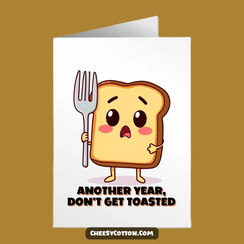 Free Printable Funny Toast Birthday Card: Giant Fork Surprise Downloadable Gift