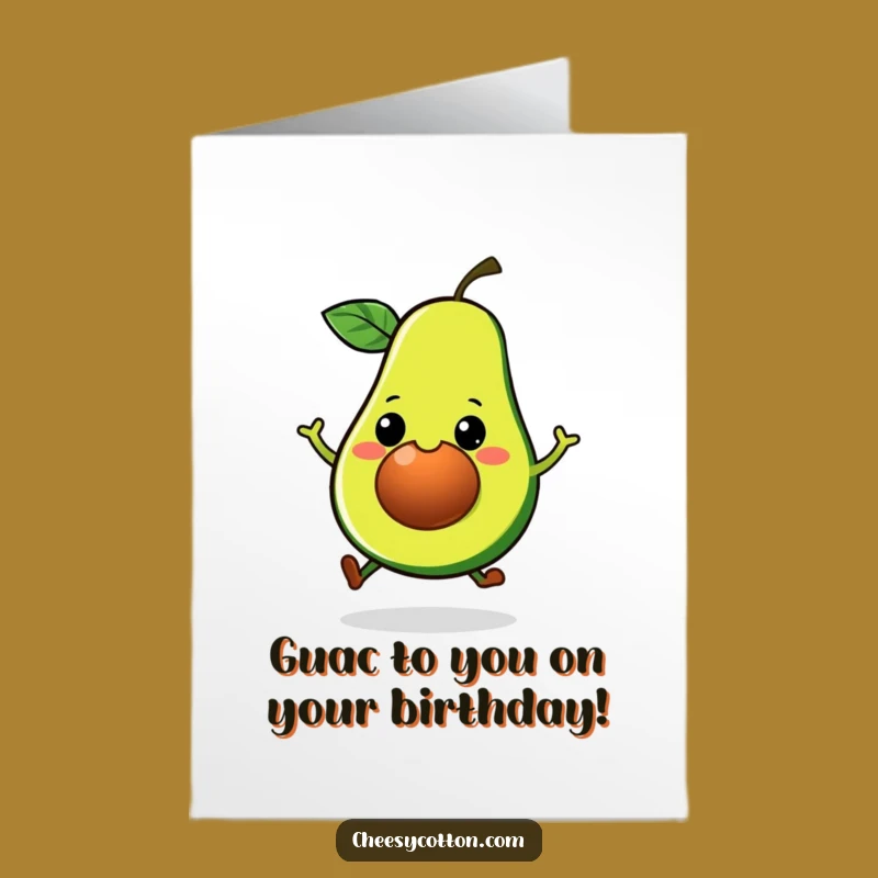 Free Printable Funny Birthday Card: Kawaii Avocado Hop for a Hilarious Downloadable Gift