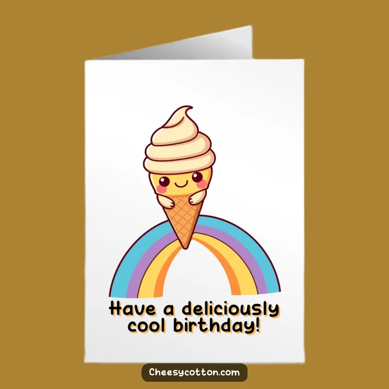 Free Printable Birthday Ice Cream Card: Rainbow Fun Downloadable for Sweet Wishes