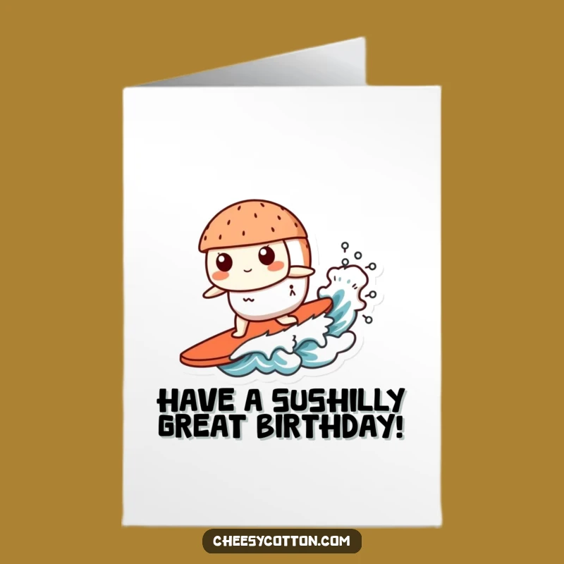 Free Printable Birthday Sushi Card: Surfing Fun Downloadable for Wave Makers