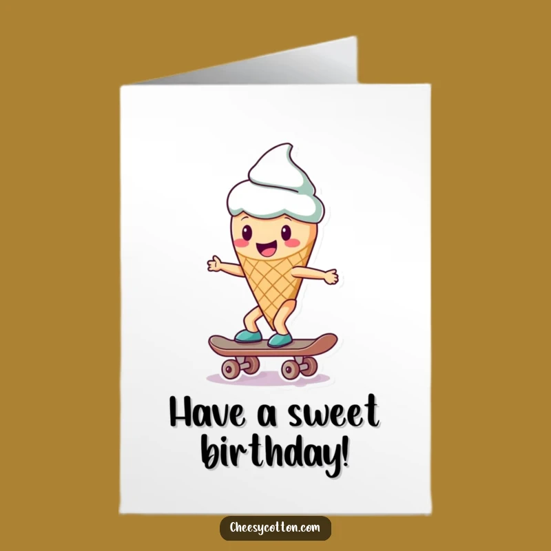 Free Printable Birthday Card: Skater Ice Cream! Cool Downloadable Gift