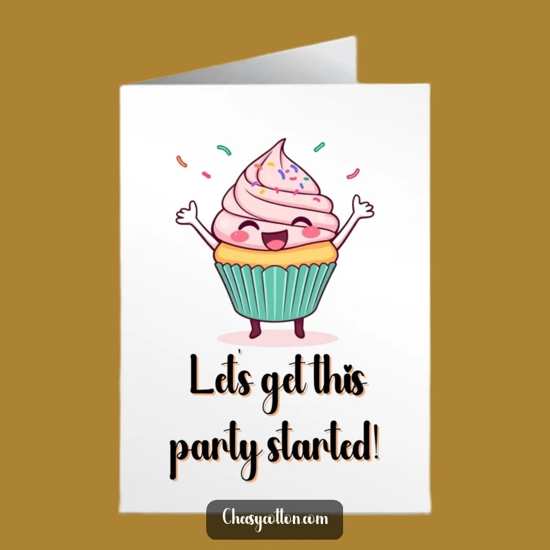 Free Printable Birthday Card: Dancing Cupcake with Flying Sprinkles, a Sweet Downloadable Gift!