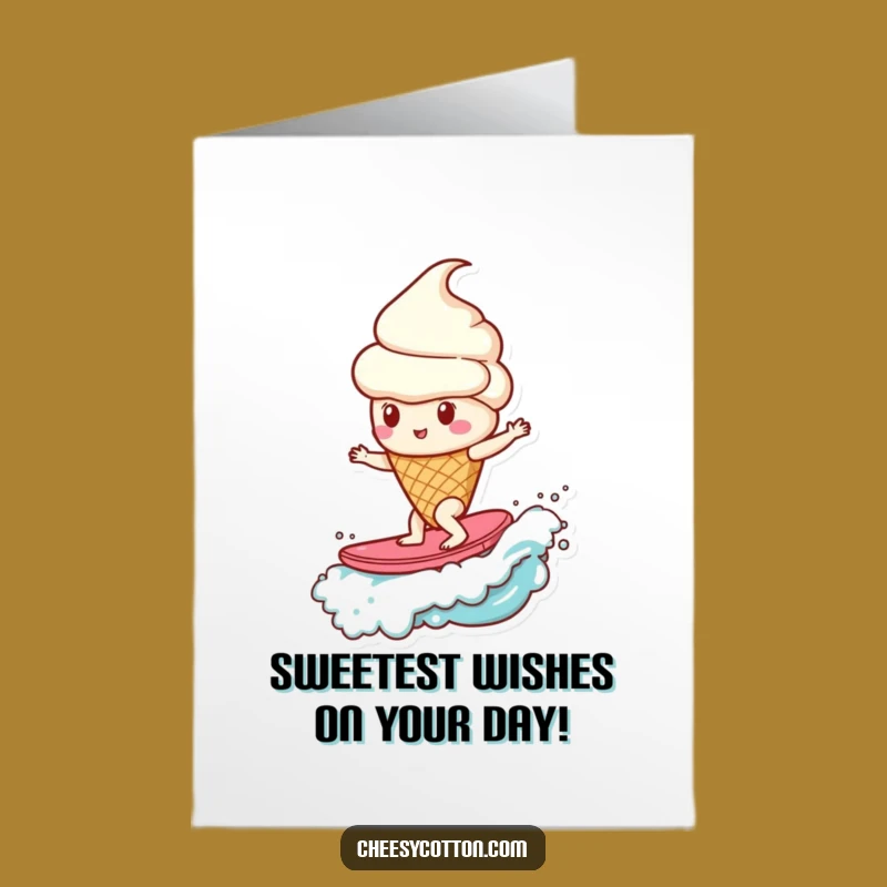 Free Printable Funny Birthday Card: Ice Cream Surf Candy Wave Downloadable Gift