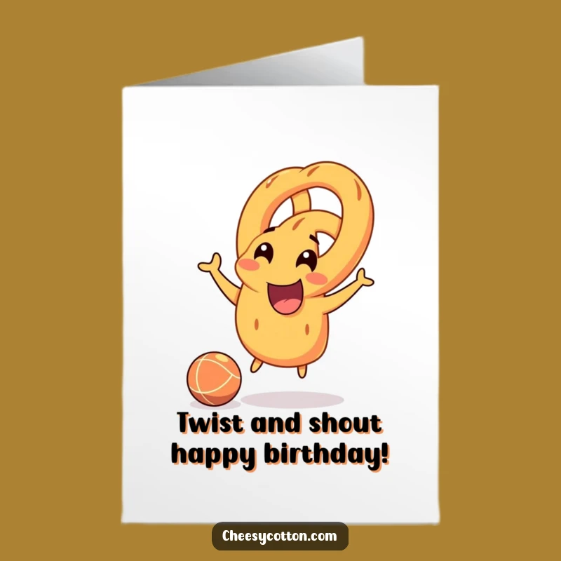 Free Printable Birthday Card: Funny Pretzel Bouncing, Playful Birthday Card