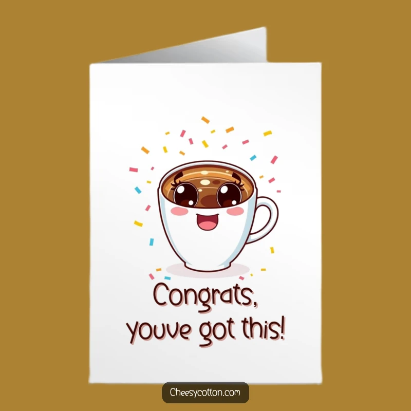 Free Printable Congrats Card: Coffee Cup's Cheerful Confetti Toast