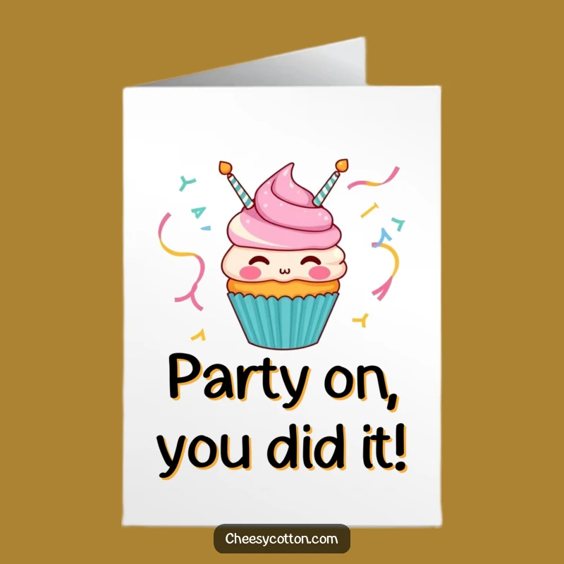 Free Printable Congrats Card: Funny Cupcake Streamer Celebration - Instant Gift!