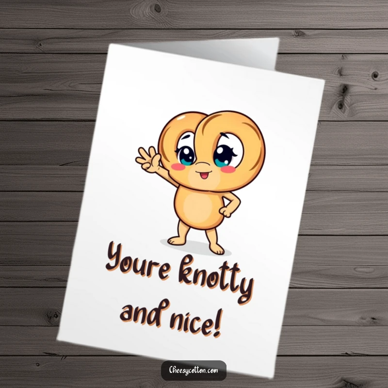 Funny Free Printable Congratulations Card: A pretzel character exuding confidence with a bold and stylish pose, perfect for celebrating success.
