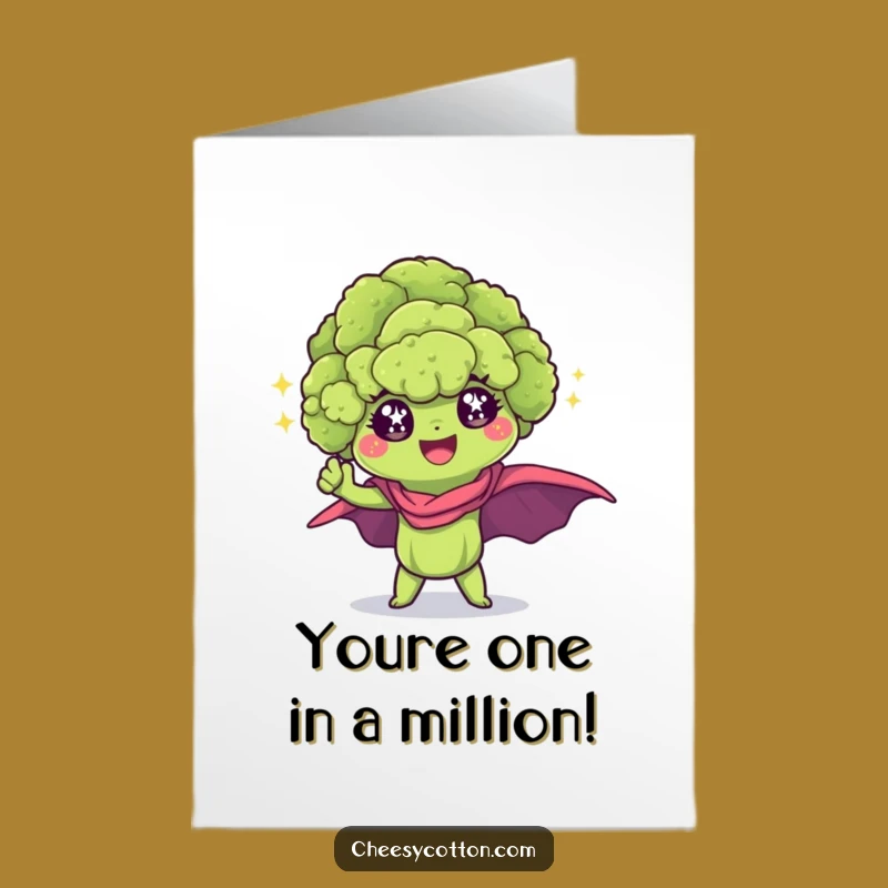 Free Printable Congrats Card: Kawaii Broccoli Superhero for a Victorious Downloadable Gift
