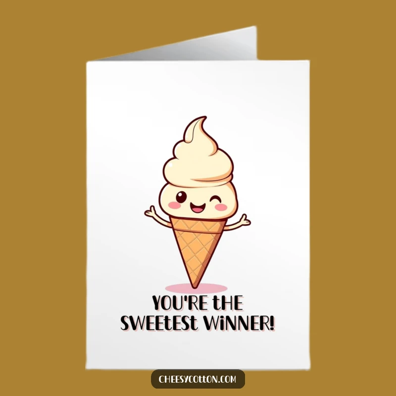 Free Printable Congrats Card: Silly Ice Cream Dance, Cheerful Downloadable Gift for Any Success
