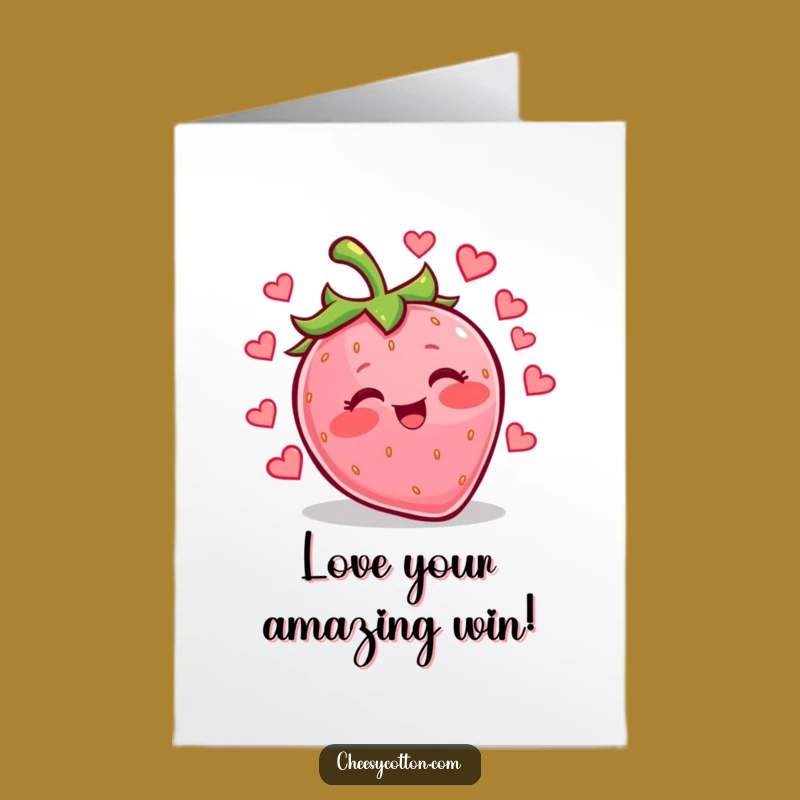 Free Printable Congrats Card: Strawberry Heart Juggling, Joyful Downloadable Gift for Sweet Success