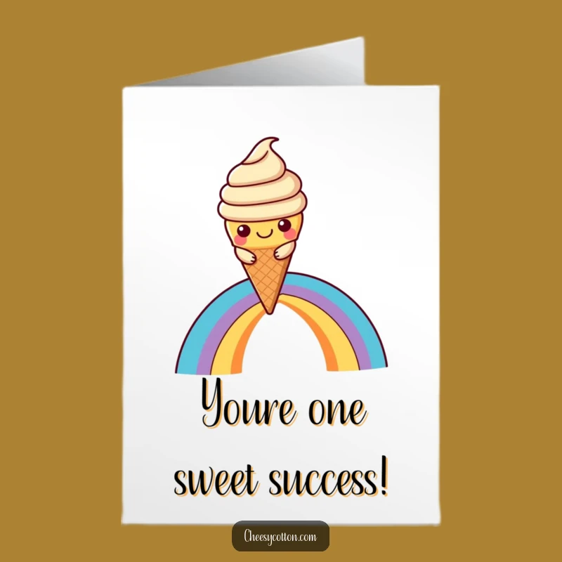Free Printable Congrats Ice Cream Card: Rainbow Joy Downloadable for Big Wins
