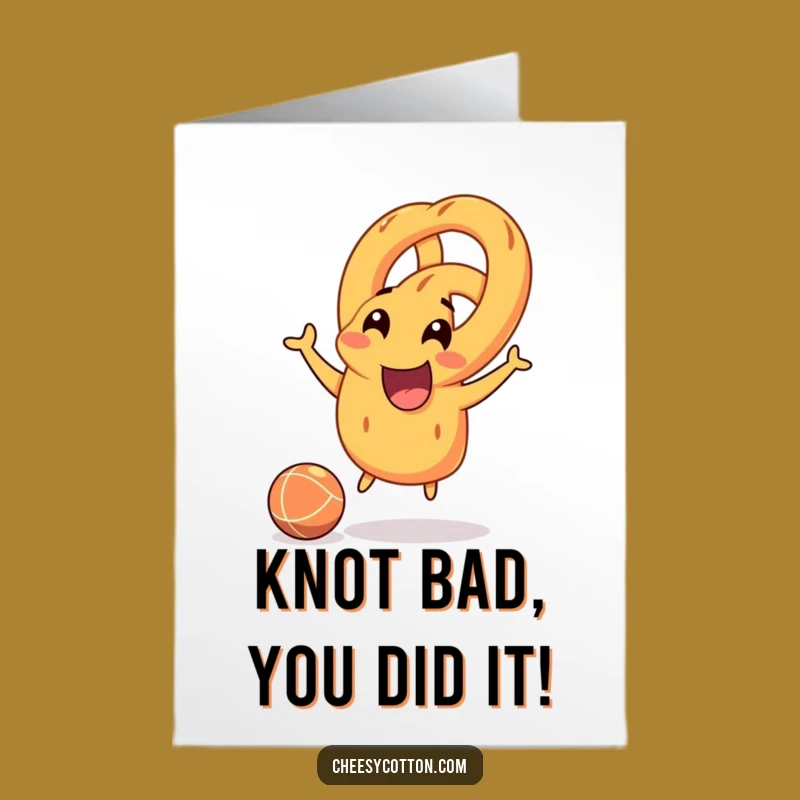 Free Printable Congratulations Card: Funny Pretzel Bouncing, Playful Success