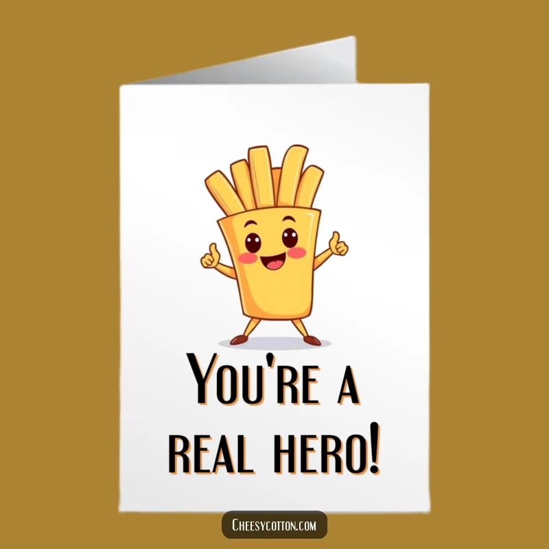 Free Printable French Fry Congrats Card: Funny Heroic Spud Downloadable Greeting